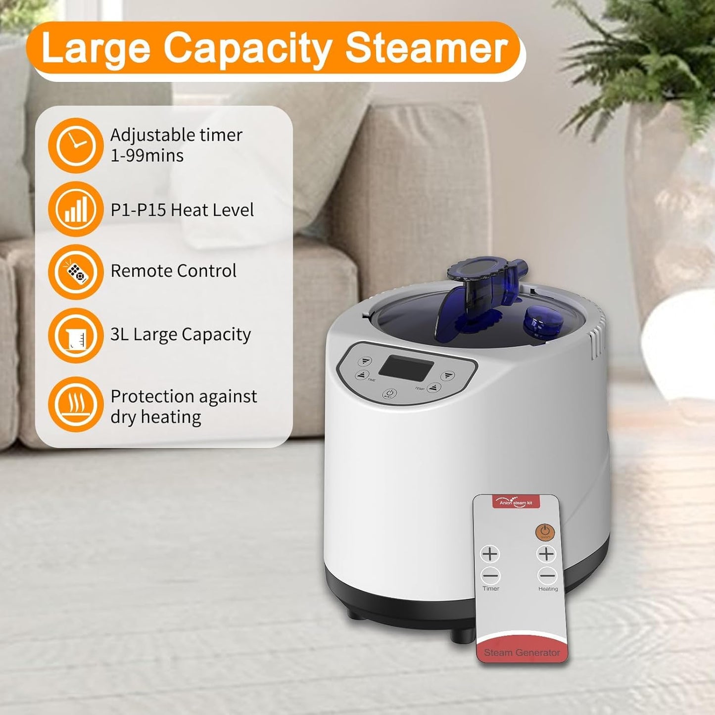 Portable Sauna for Home, Sauna Box Sauna Tent with 3L Steamer, Remote Control, Folding Chair and Foot Pad, Full Size Personal Steam Sauna for Home Spa