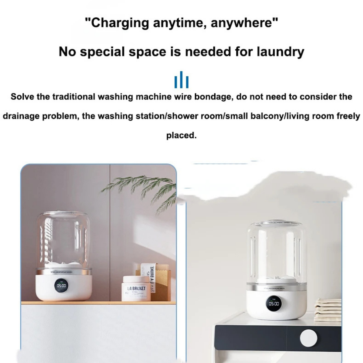 Wireless Portable Mini Ultrasonic Washing Machine - Compact Washing Device