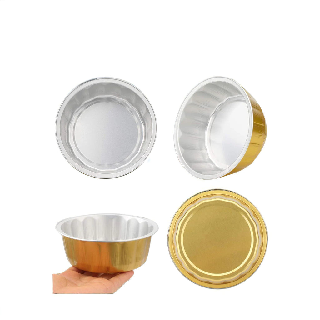 100PCs Gold Foil Disposable Baking Cups – Heat-Resistant Aluminium Cups for Muffins, Cupcakes & Mini Desserts