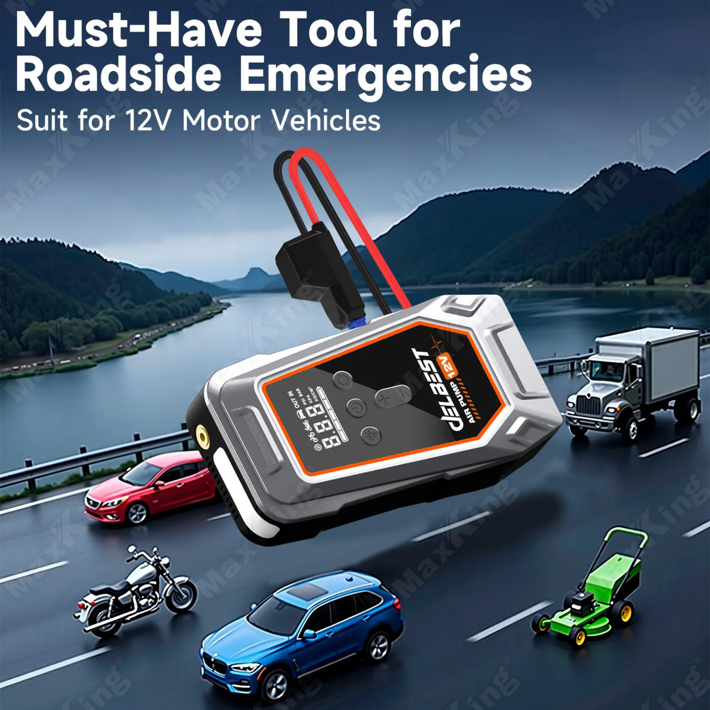 Professional 12V Portable Jump Starter - Emergency Vehicle Power Solution with Safety