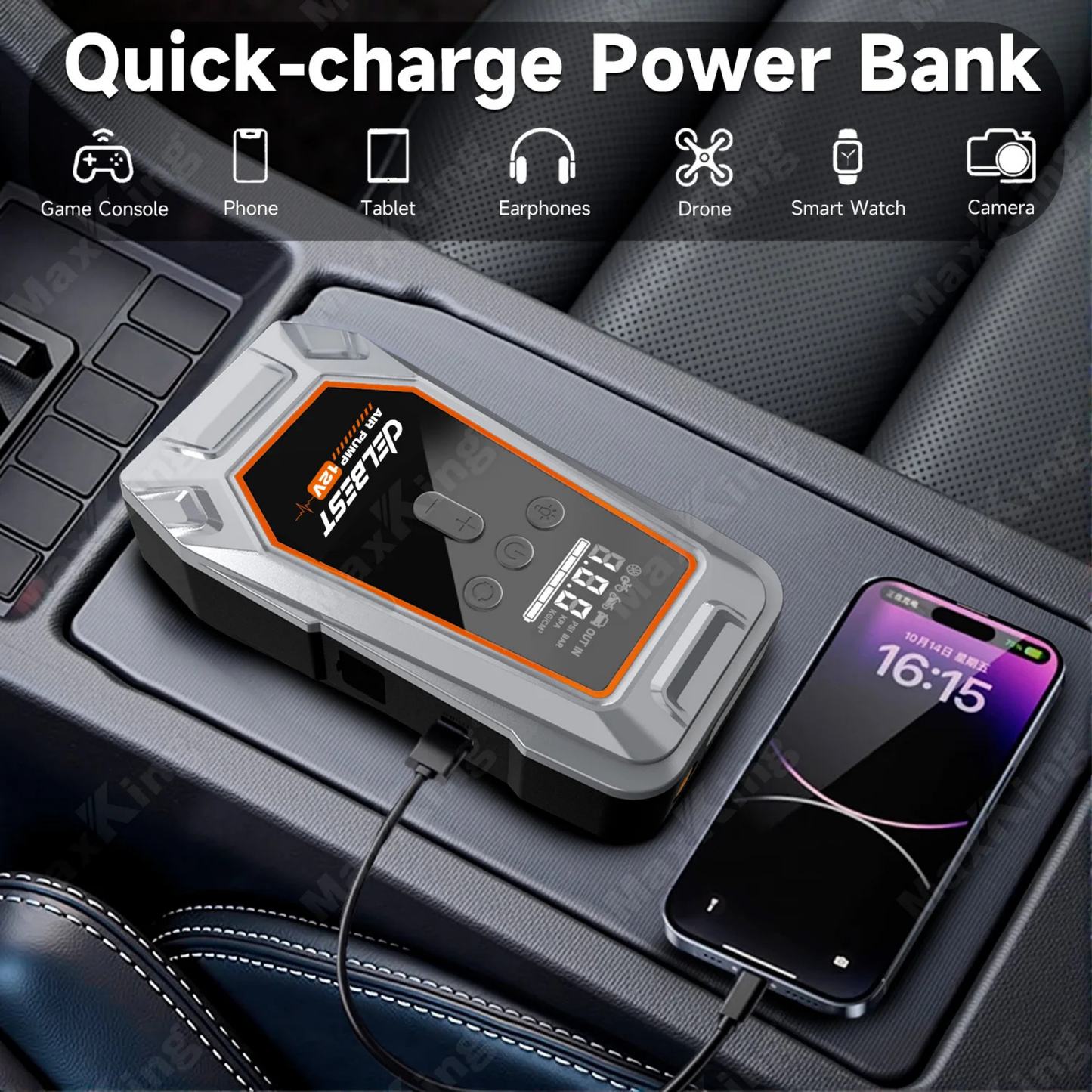 Professional 12V Portable Jump Starter - Emergency Vehicle Power Solution with Safety