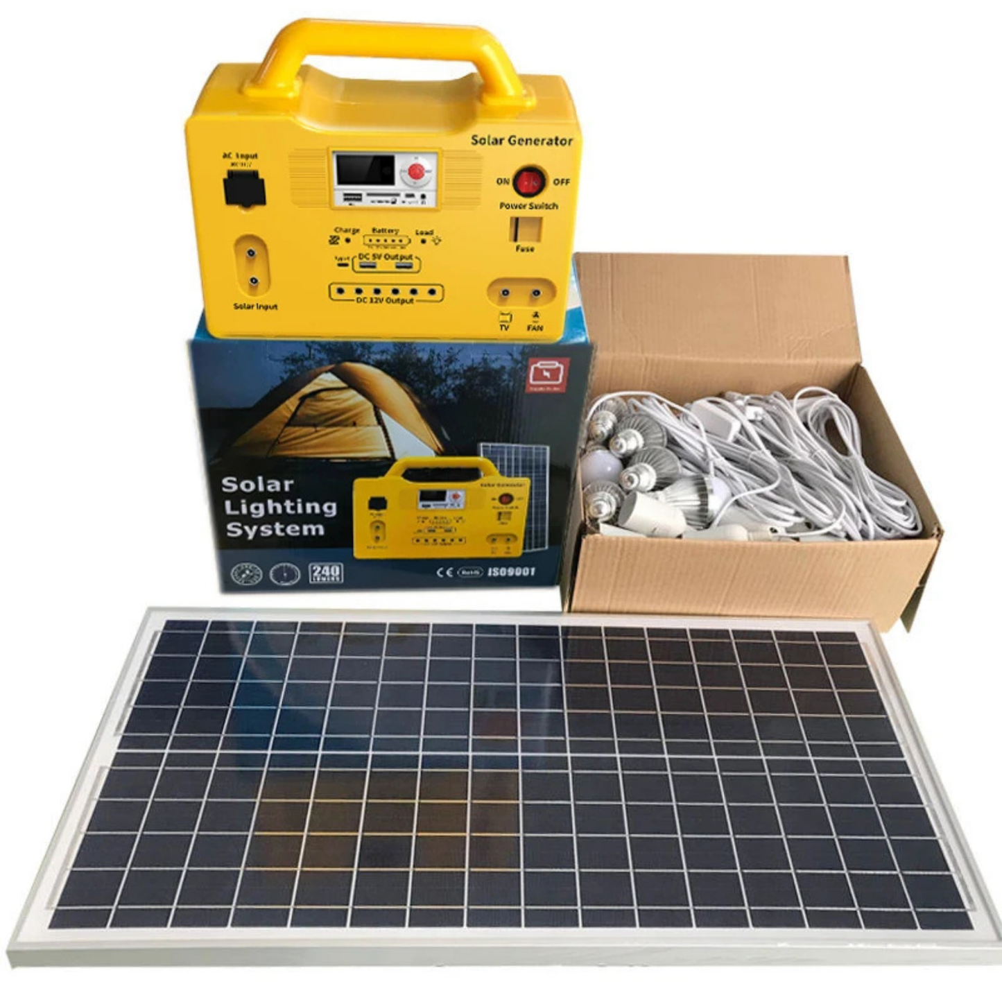 Solar Home LED Lighting System with Bluetooth, FM, MP3 & 6 Bulbs Kit