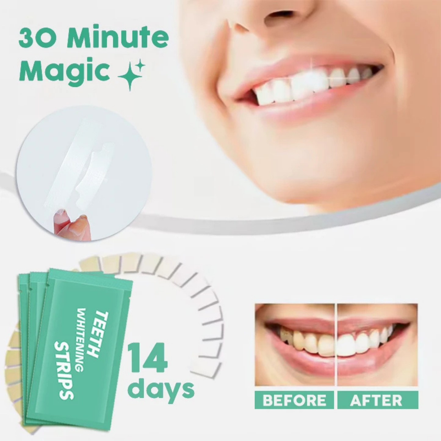 Premium 14-Treatment Professional Teeth Whitening Strips - Fast Visible Results