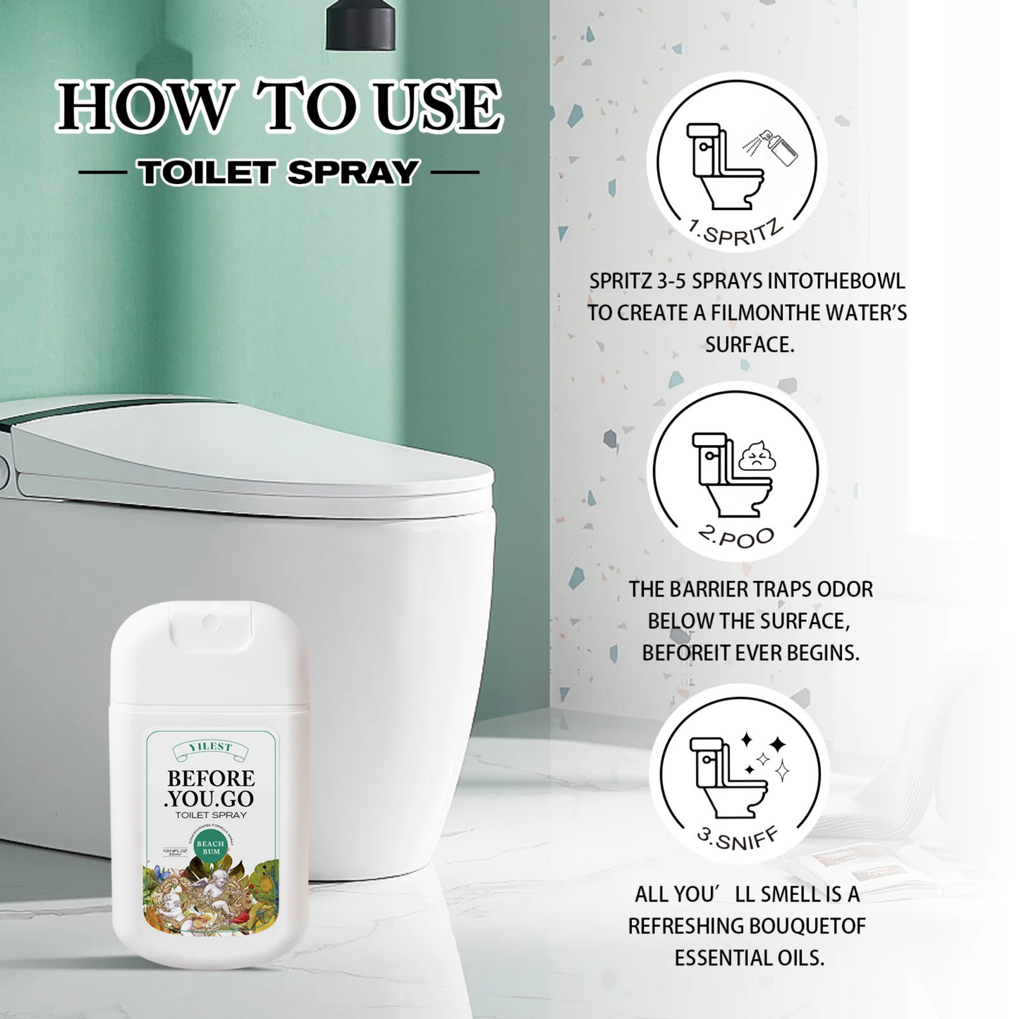 Natural Pre-Poo Odor Eliminator - Disposable Toilet Spray Solution