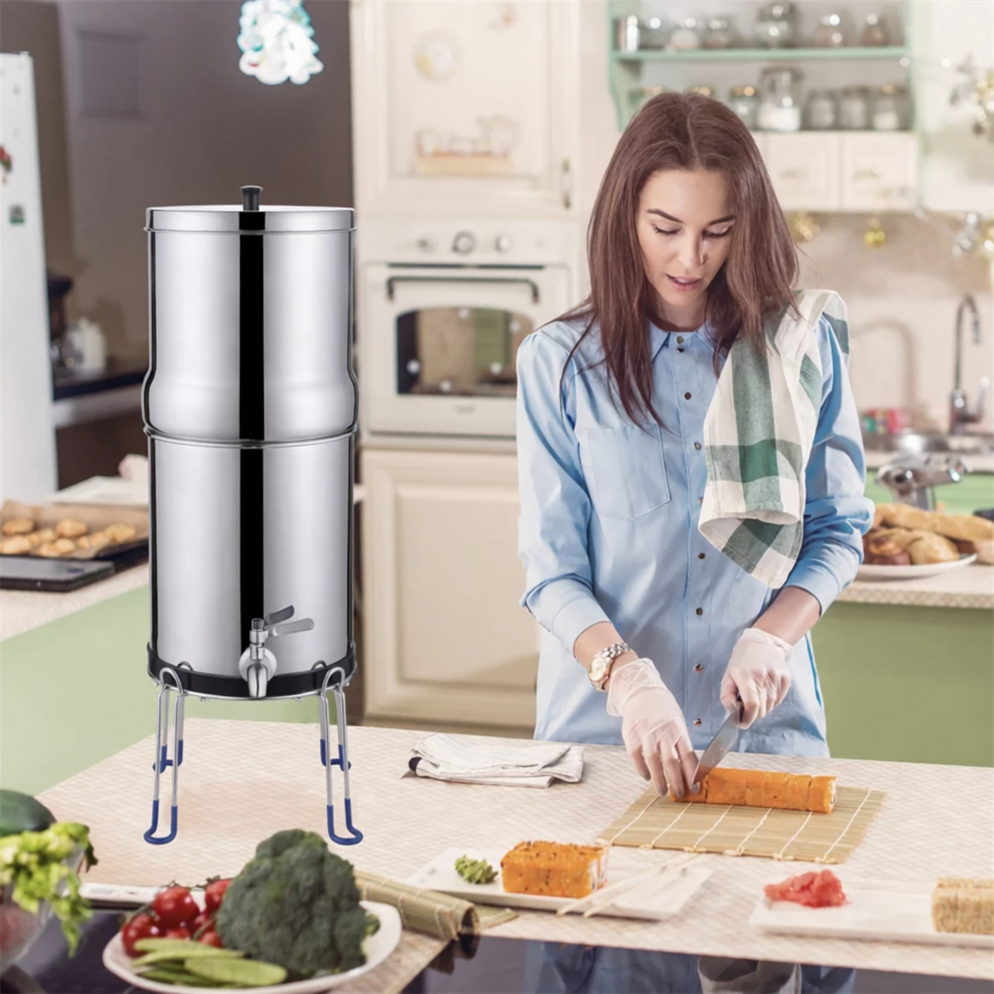 NSF Certified 2.25 Gallon Stainless Steel Gravity Water Filter System