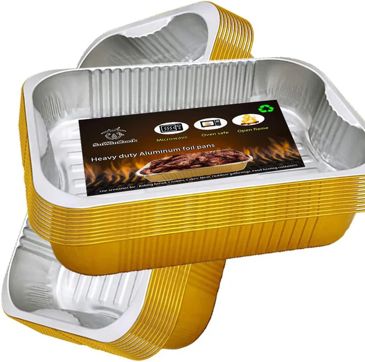 13 "x9"  Gold Aluminium Disposable Foil Baking Pan – 3.5L Heavy-Duty Steam & Roasting Tray