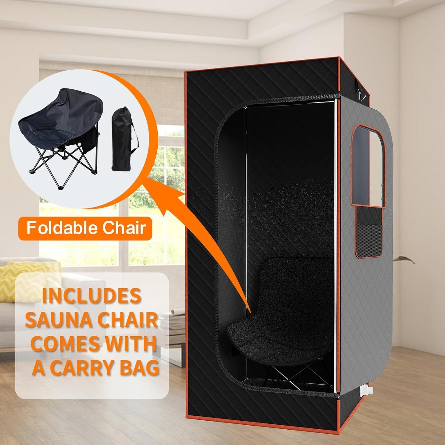 Portable Sauna for Home, Sauna Box Sauna Tent with 3L Steamer, Remote Control, Folding Chair and Foot Pad, Full Size Personal Steam Sauna for Home Spa
