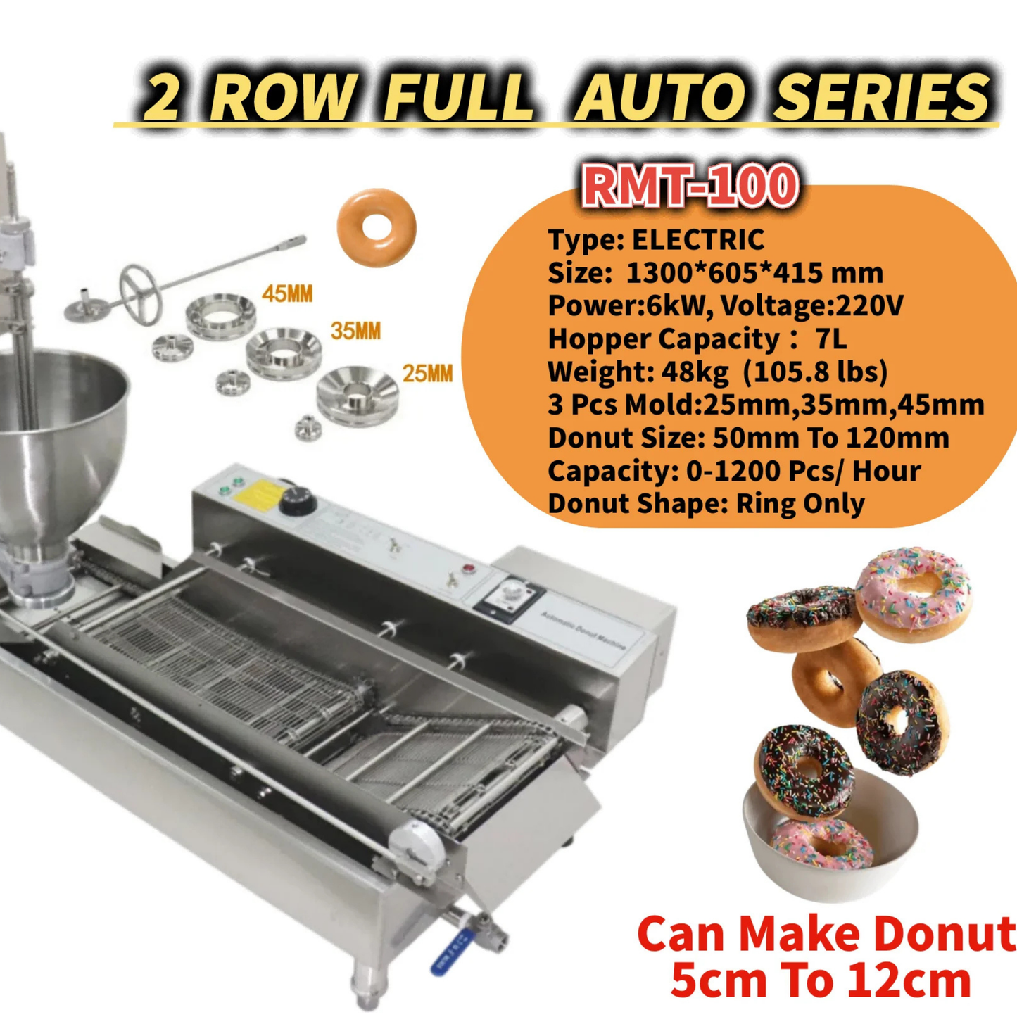 Commercial Automatic Donut Fryer – Beignet, Mochi & Doughnut Maker Machine