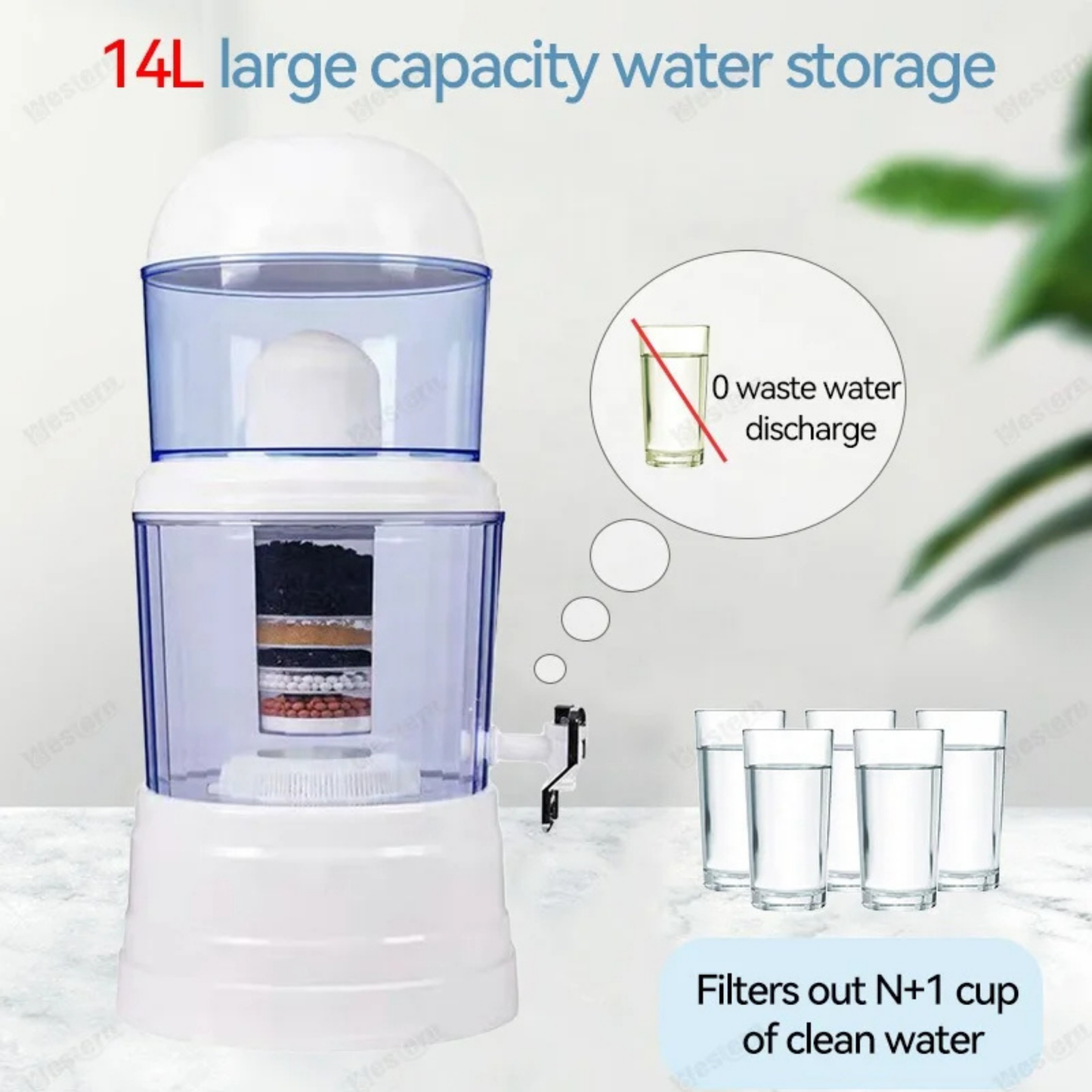 Professional 5-8 Stage Ceramic Gravity 14L Water Filter Purifier