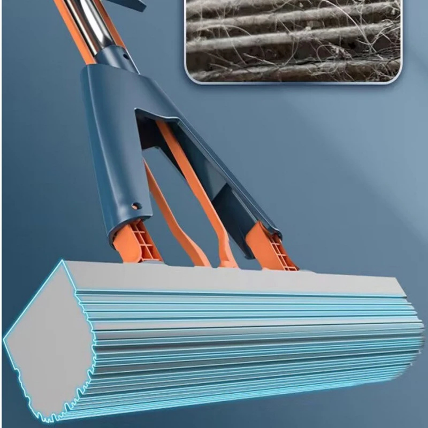 Professional Rubber Cotton Mop with Absorbent Sponge Head - Heavy Duty