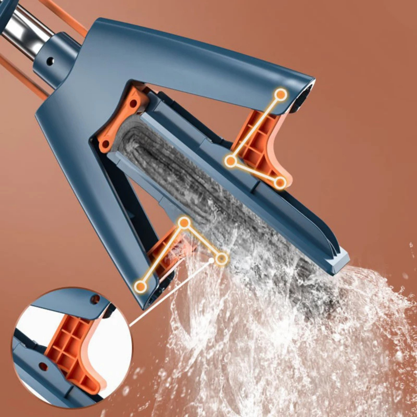 Professional Rubber Cotton Mop with Absorbent Sponge Head - Heavy Duty