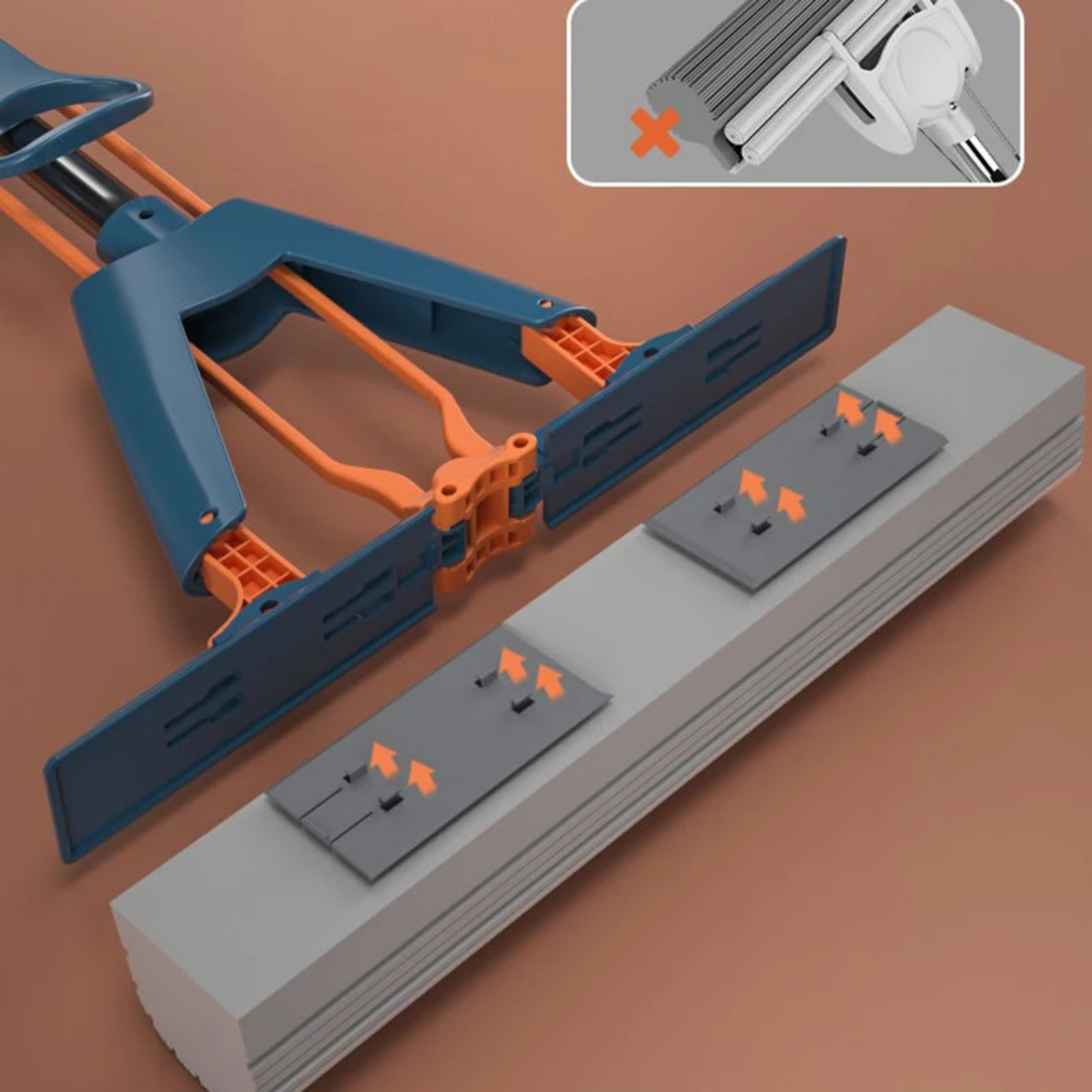 Professional Rubber Cotton Mop with Absorbent Sponge Head - Heavy Duty