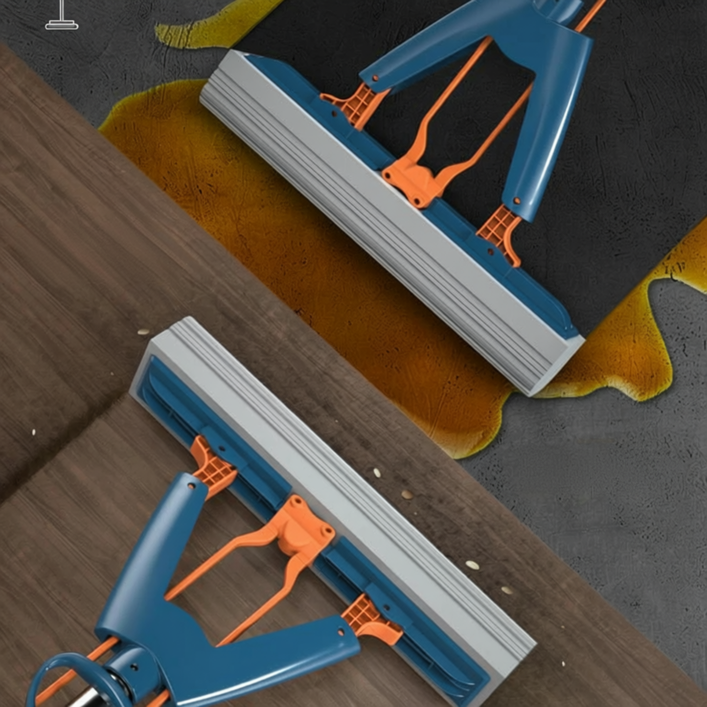 Professional Rubber Cotton Mop with Absorbent Sponge Head - Heavy Duty