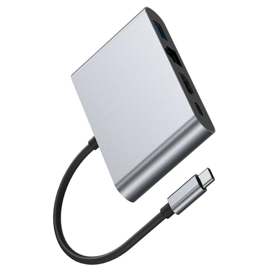 Professional 4-in-1 USB-C Hub: USB 3.0, Gigabit Ethernet, 4K HDMI, 100W PD