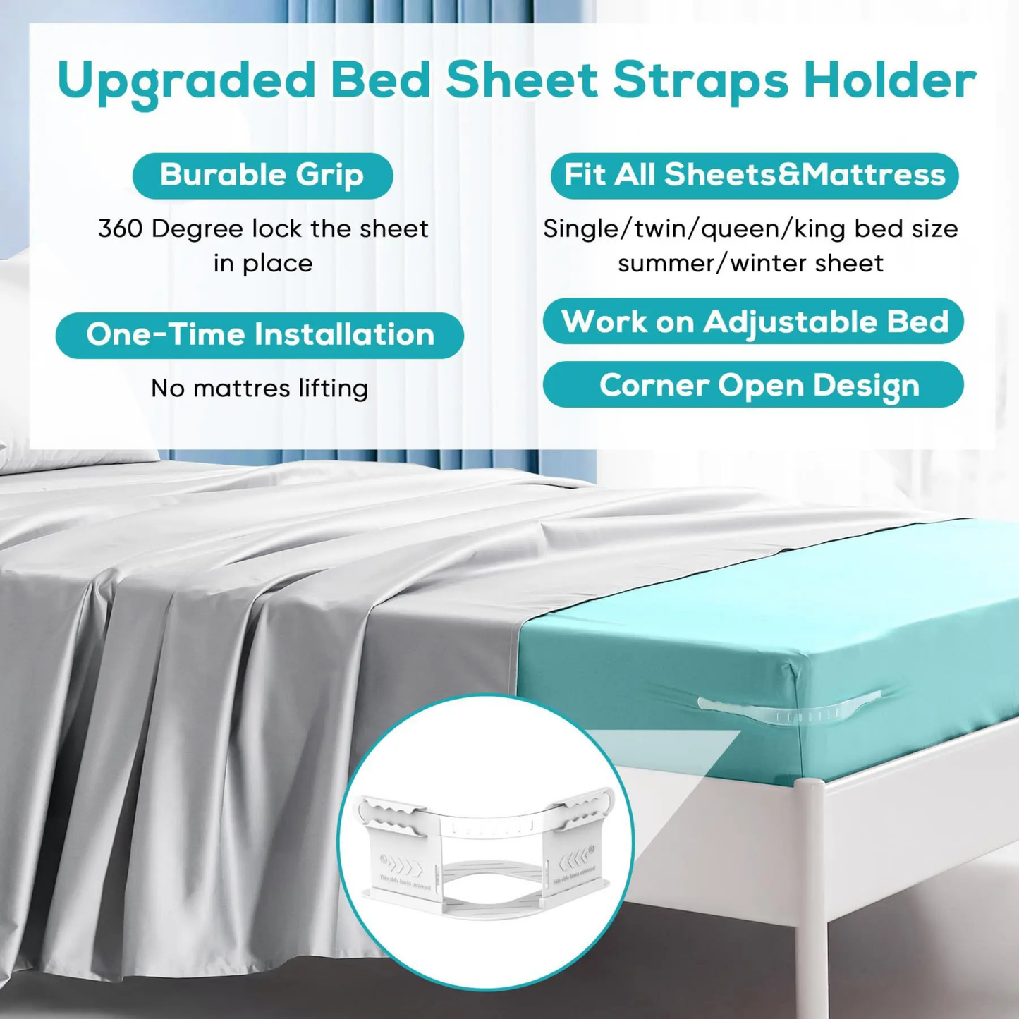Heavy Duty Bedsheet Corner Tightener Clips - Secure Mattress Sheet Grippers