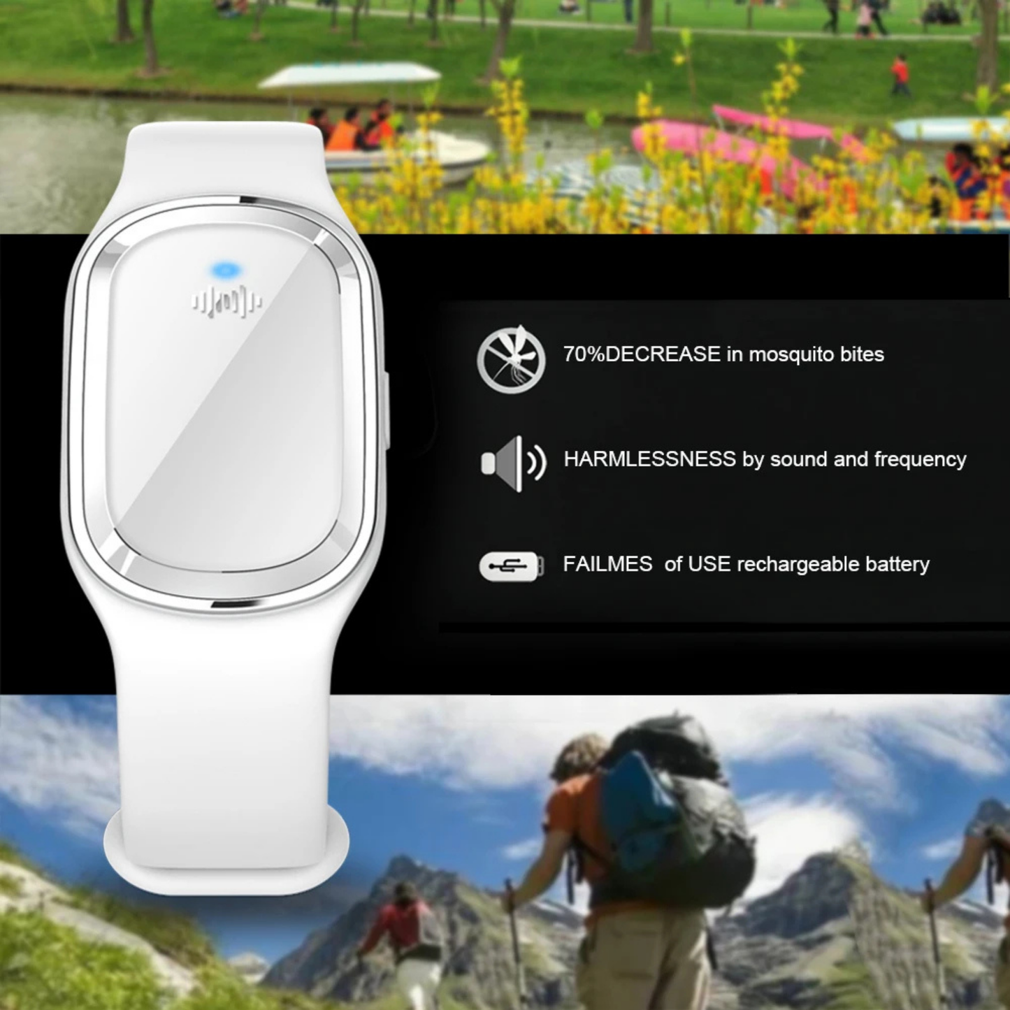 Professional Ultrasonic Mosquito Repellent Wristband - Smart Anti-Bite Technology