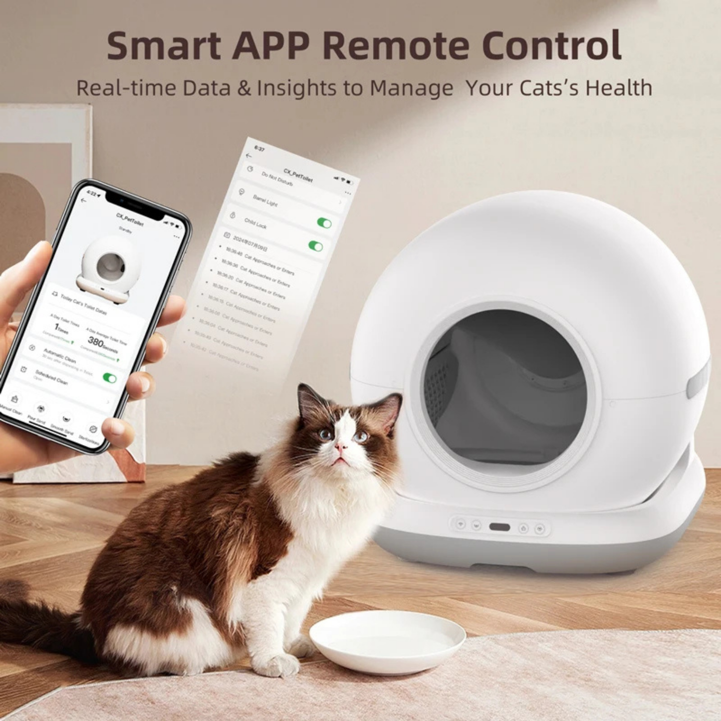 Electric Smart Self-Cleaning Cat Litter Box with APP Control & Odor Management