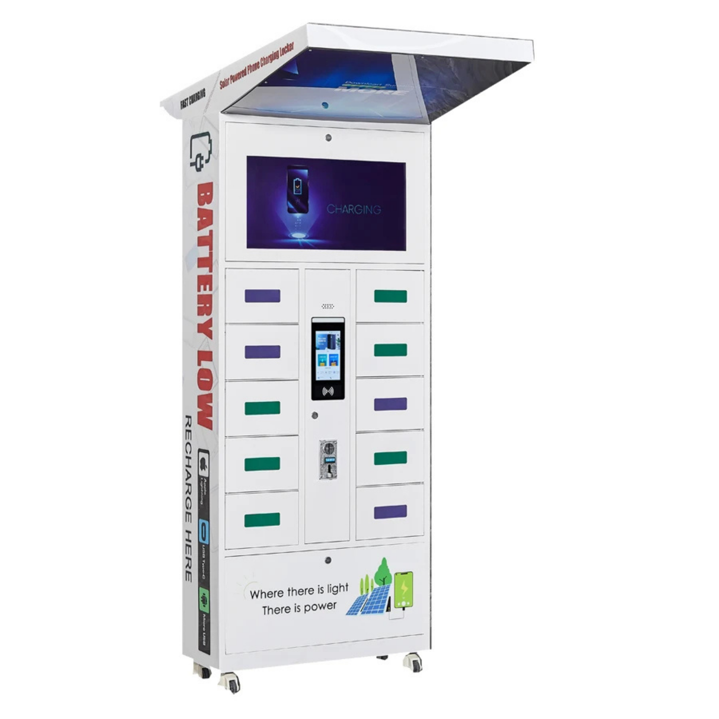 Solar-Powered Mobile Phone Charging Kiosk Station for Public Use