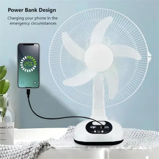 Portable Solar Charging Table Electric Rechargeable Fan with Power Bank Function