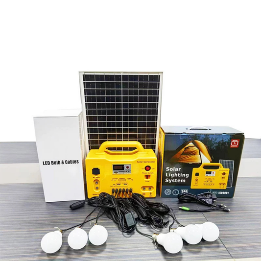 Solar Home LED Lighting System with Bluetooth, FM, MP3 & 6 Bulbs Kit
