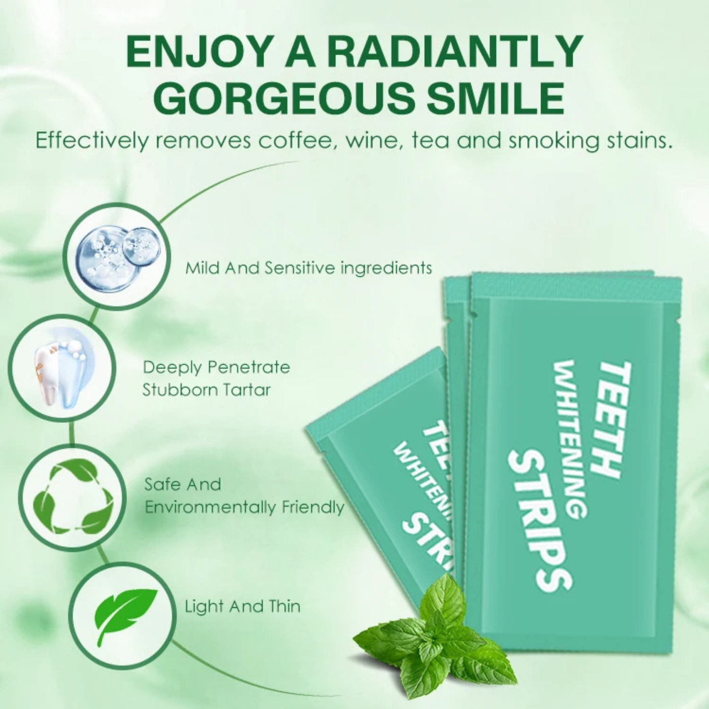 Premium 14-Treatment Professional Teeth Whitening Strips - Fast Visible Results