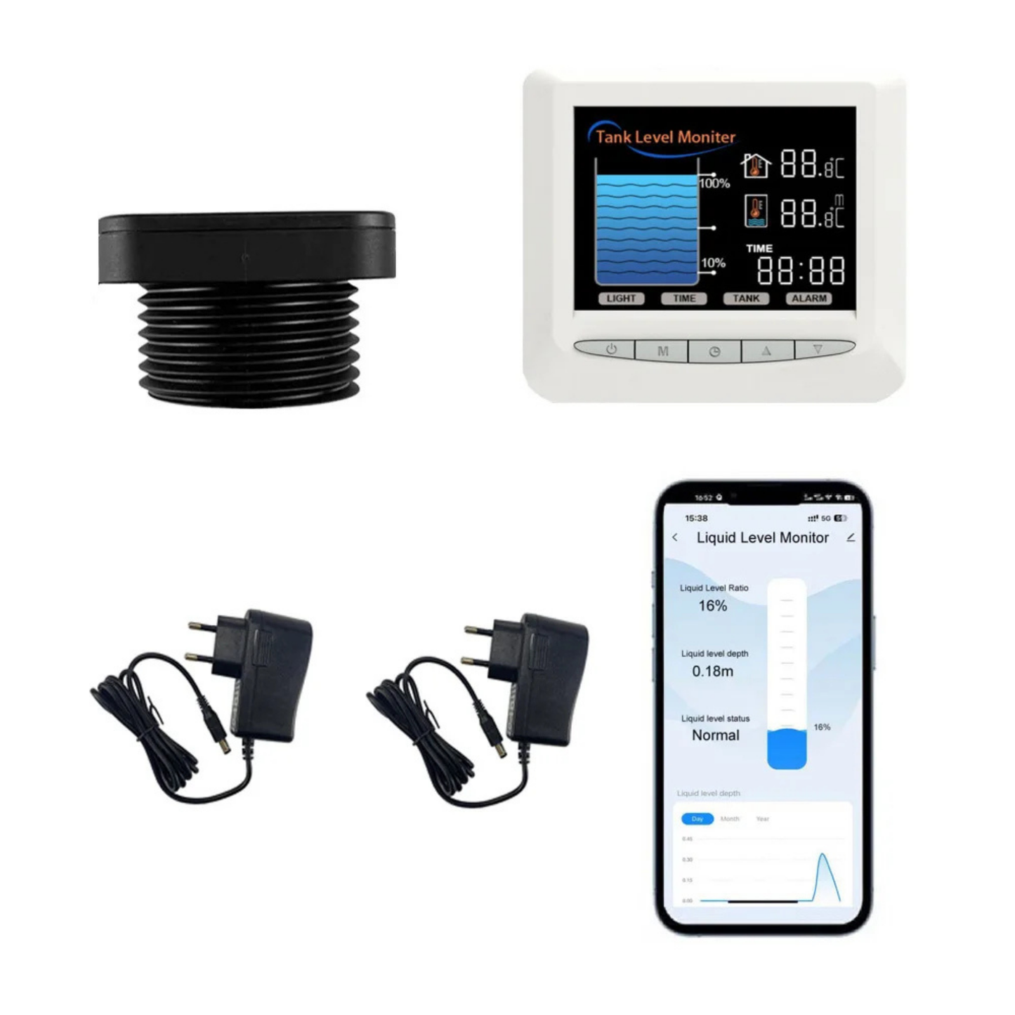Professional Ultrasonic Liquid Level Sensor with Water Pump Controller & Smart Alarm System