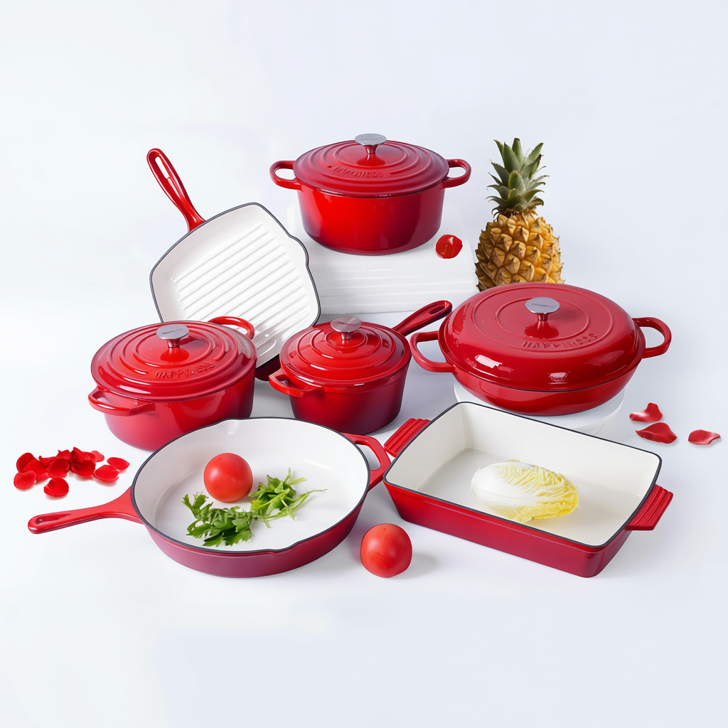 Cast Iron Cookware Set – Non-Stick Enamel Dutch Oven & Pots