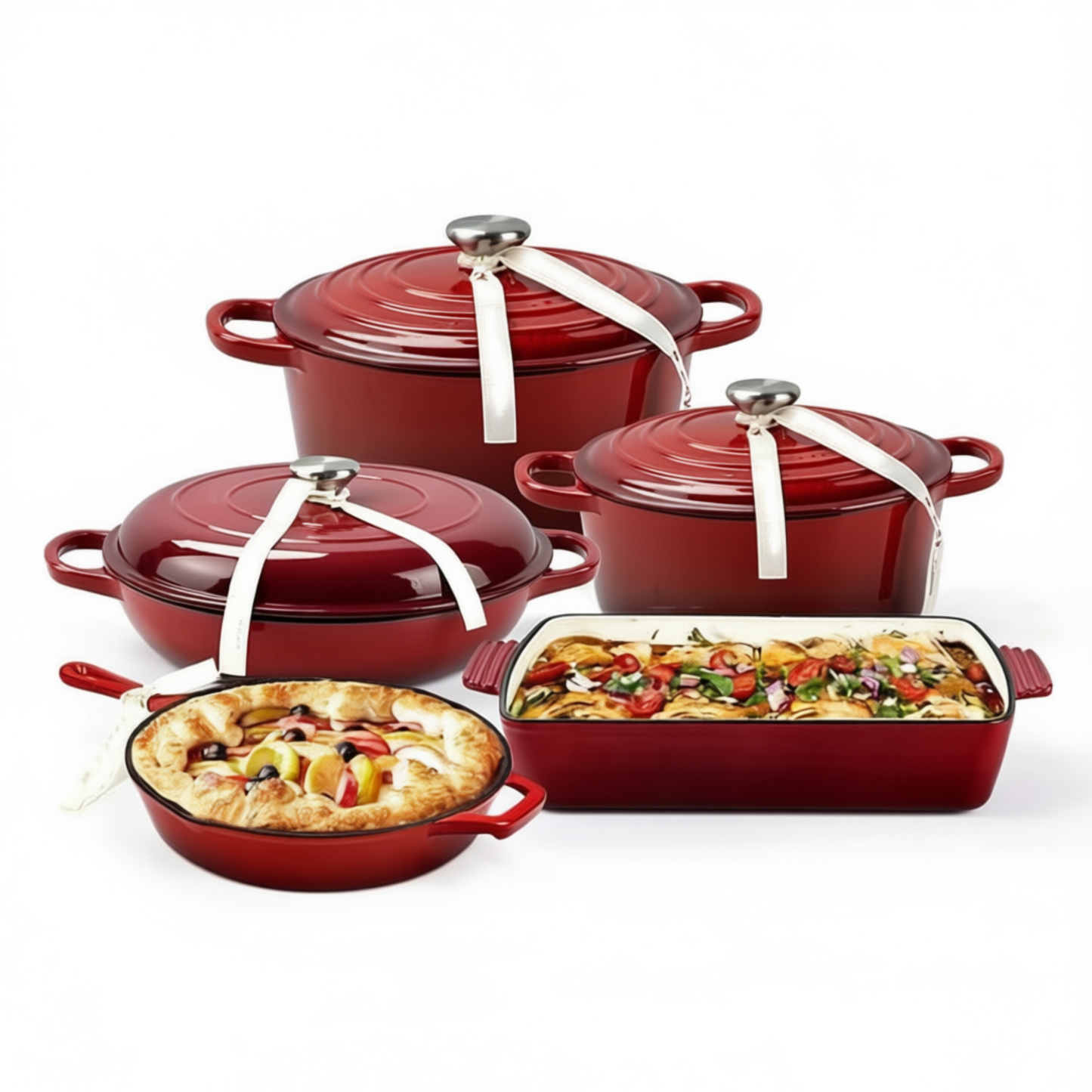Cast Iron Cookware Set – Non-Stick Enamel Dutch Oven & Pots
