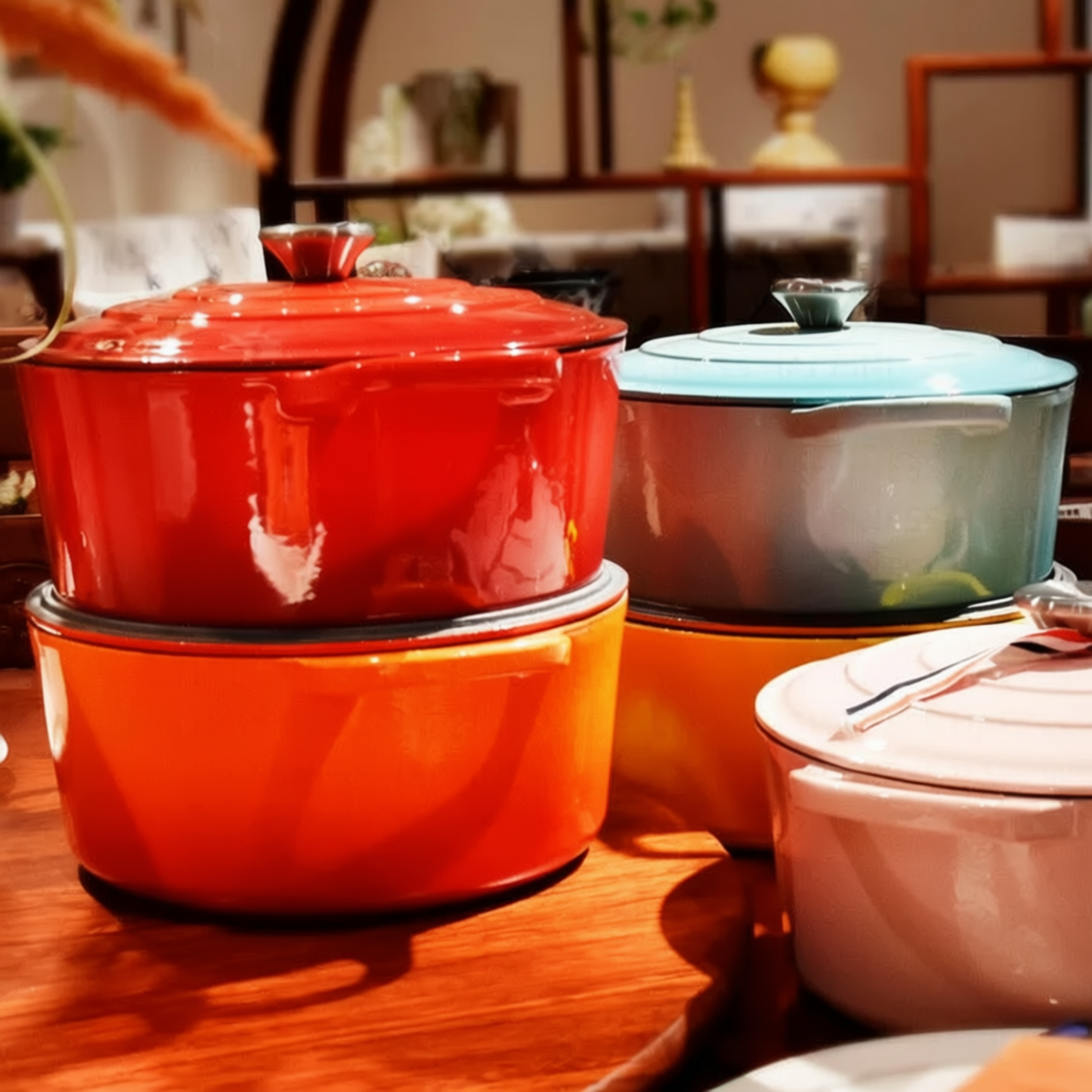 Cast Iron Cookware Set – Non-Stick Enamel Dutch Oven & Pots