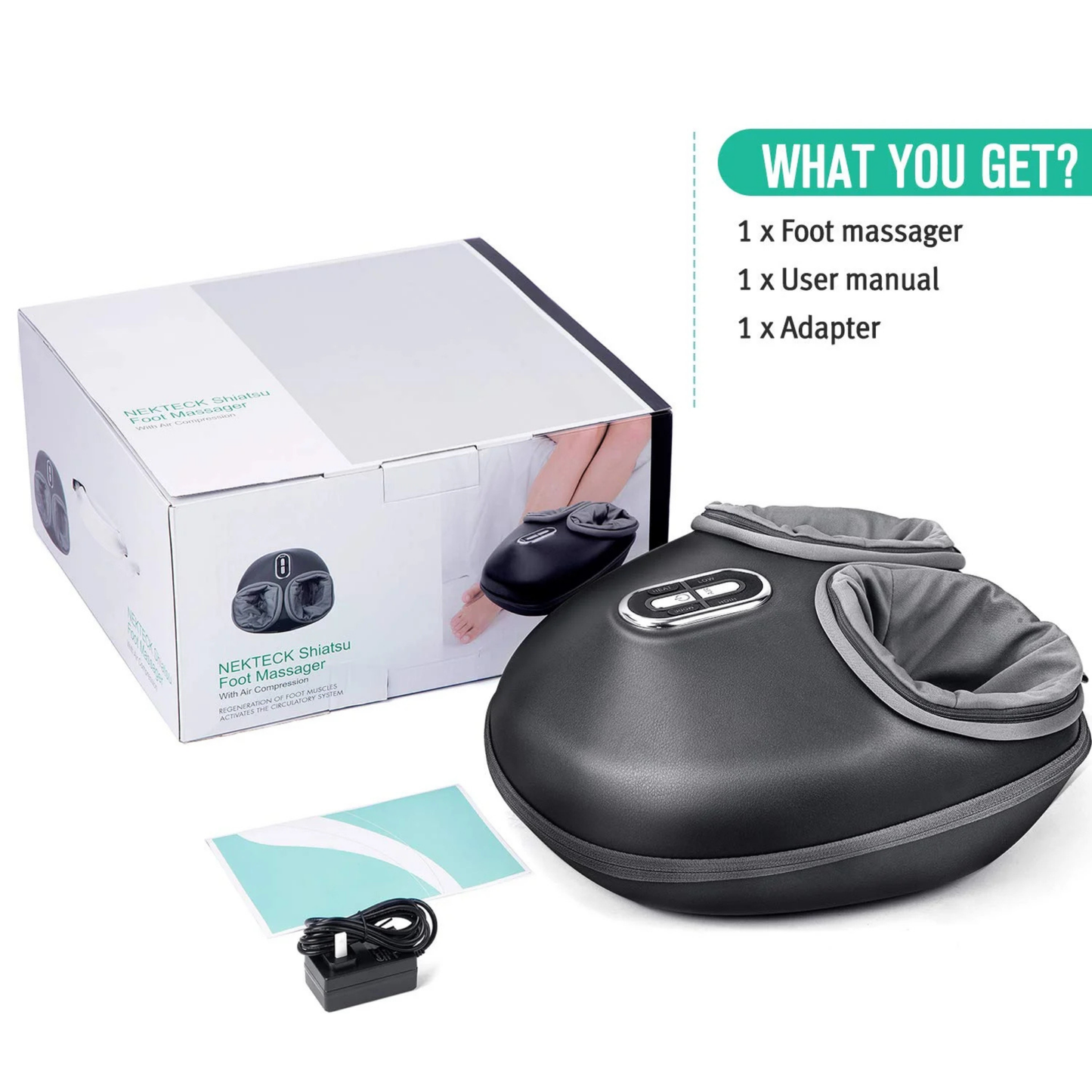 Electric Foot & Calf Massager with Heat – Pressure Relief for Home Use