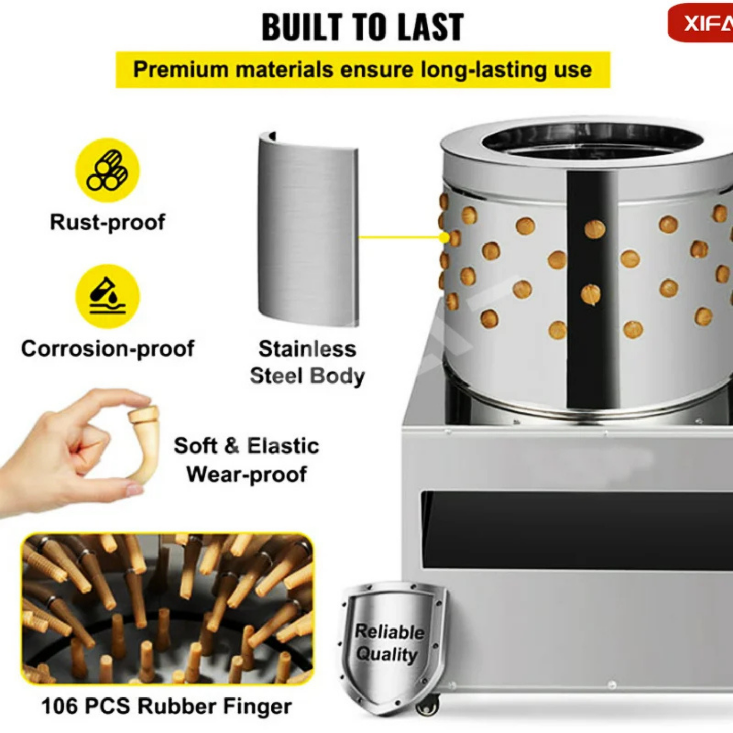 Industrial Chicken Plucker – Commercial Defeathering Machine with 1-Year Warranty