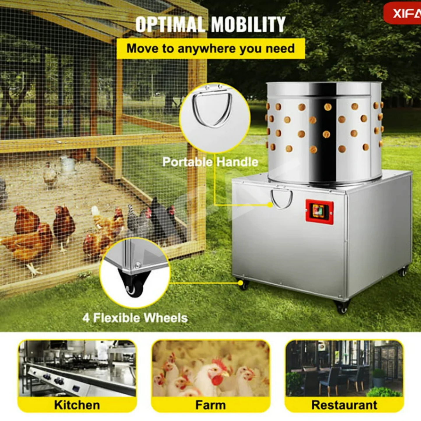 Industrial Chicken Plucker – Commercial Defeathering Machine with 1-Year Warranty