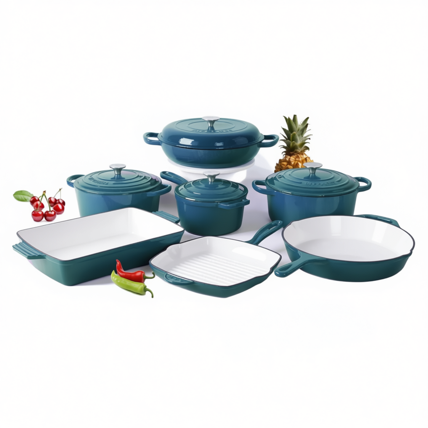 Cast Iron Cookware Set – Non-Stick Enamel Dutch Oven & Pots