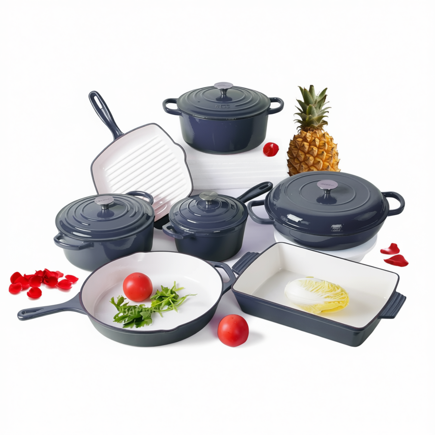 Cast Iron Cookware Set – Non-Stick Enamel Dutch Oven & Pots