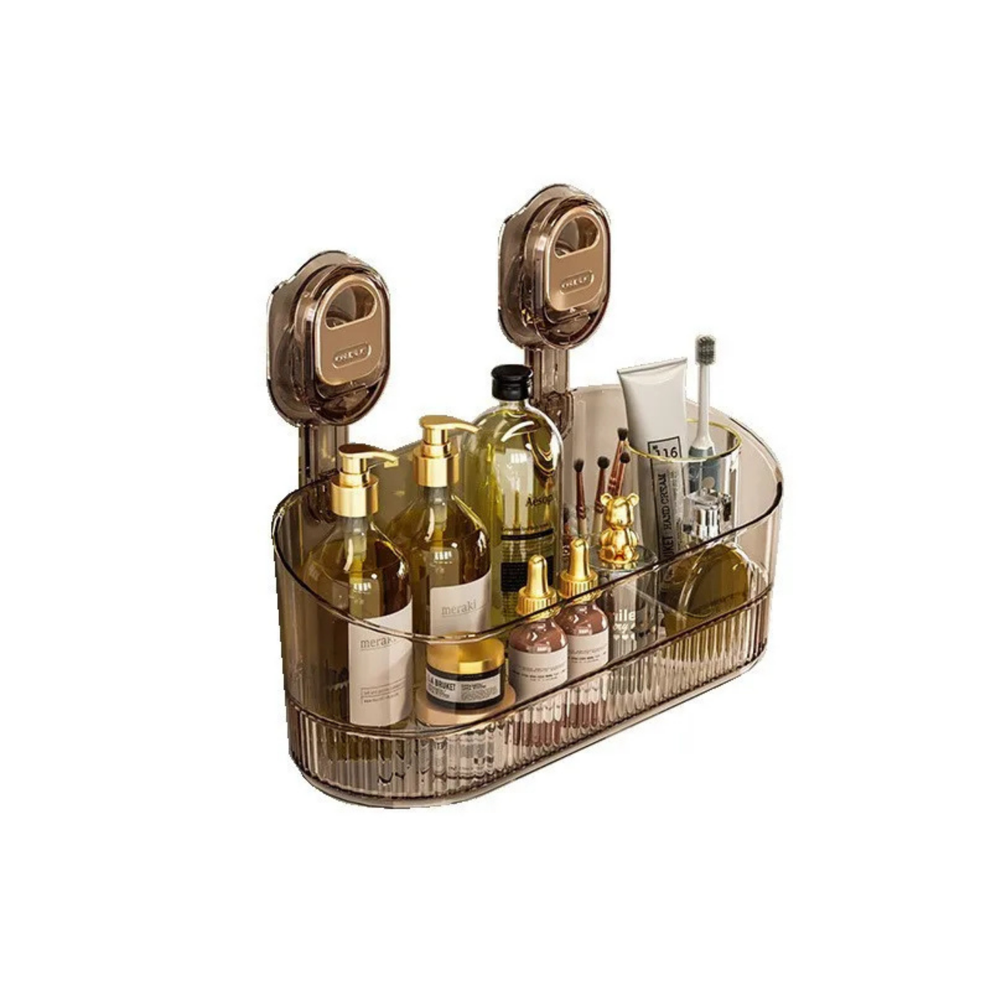 Patented Wall-Mount Plastic Storage Box for Bathroom & Kitchen – Suction Cup Design